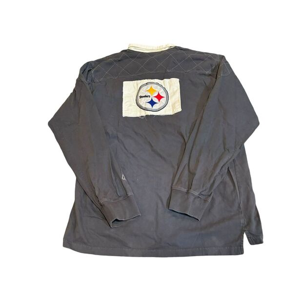Pittsburg Steelers Men's Reebok Gray NFL Rugby Long Sleeve Shirt XXL Embroidered - Picture 1 of 8